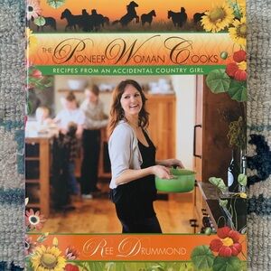The Pioneer Woman Cookbook with Vibrant Orange and Green Cover